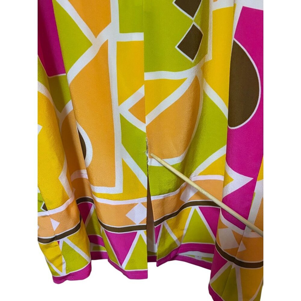 Vintage Maggy London Silk Mini Dress 8 Geometric Color Block 100% Silk Resort - Picture 8 of 8